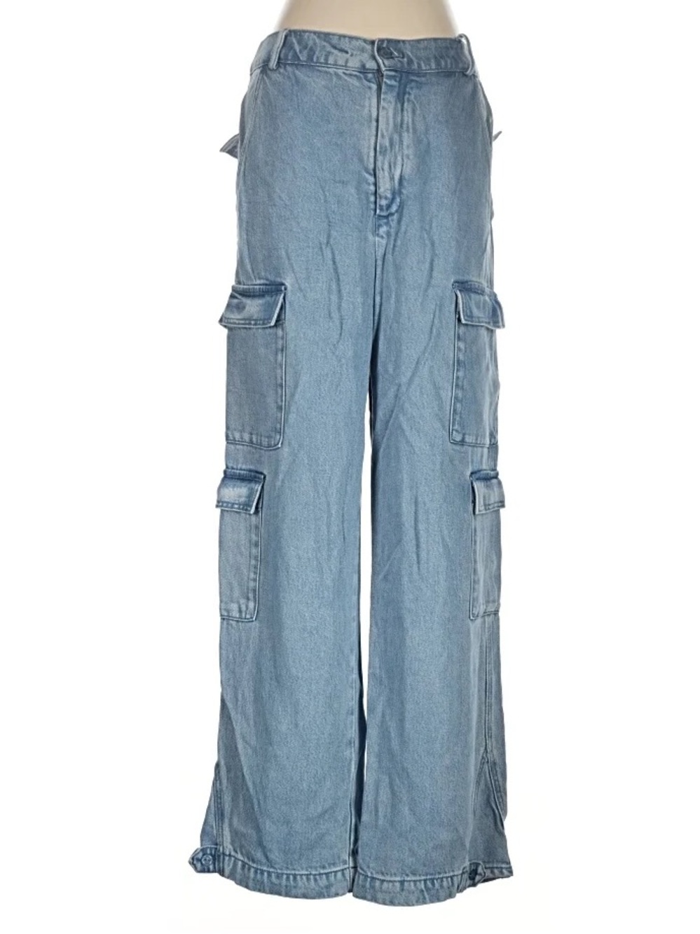 NWT Young Fabulous And Broke Women Cargo Jeans Wide-leg Size Medium